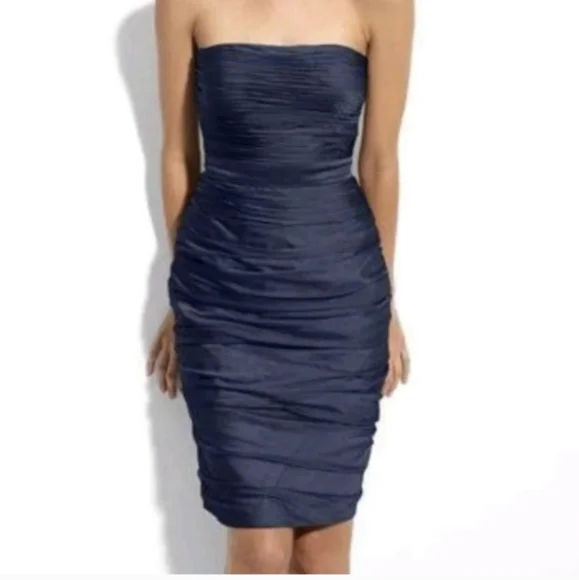 Monique Lhuillier Navy Chiffon Dress - NWT - Picture 1 of 6